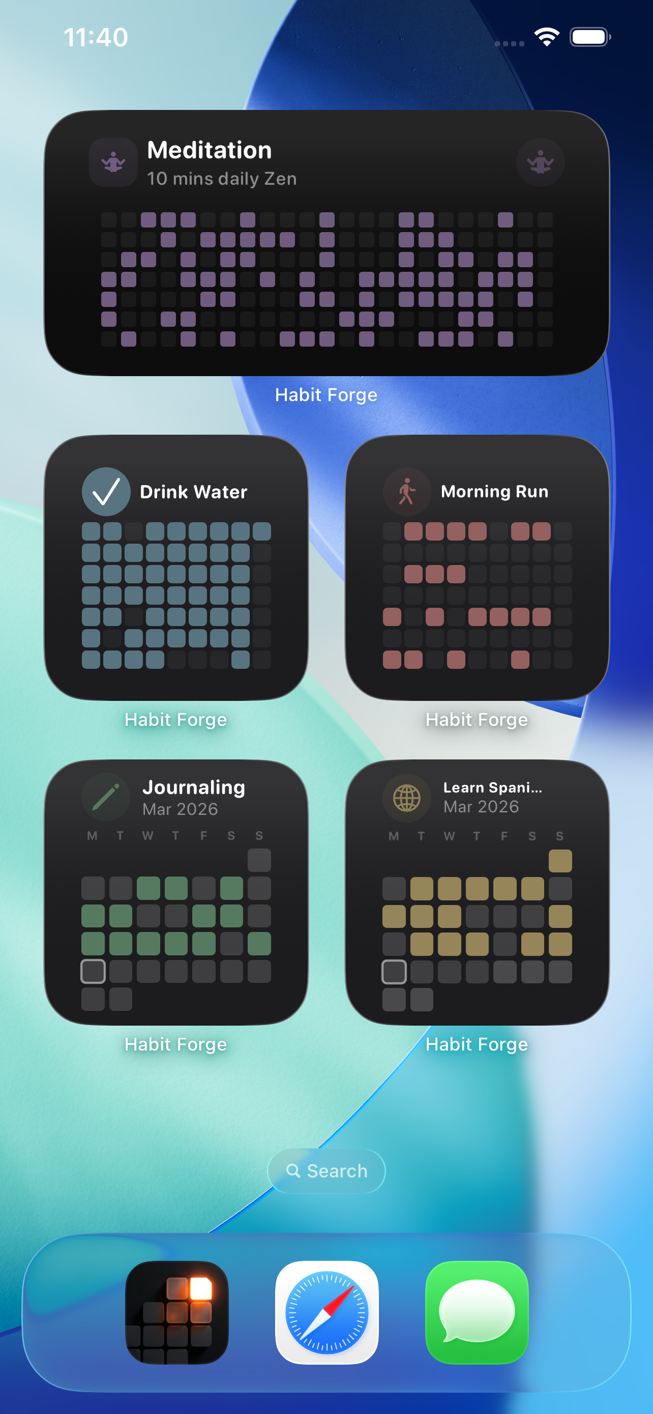HabitForge iOS home screen widgets